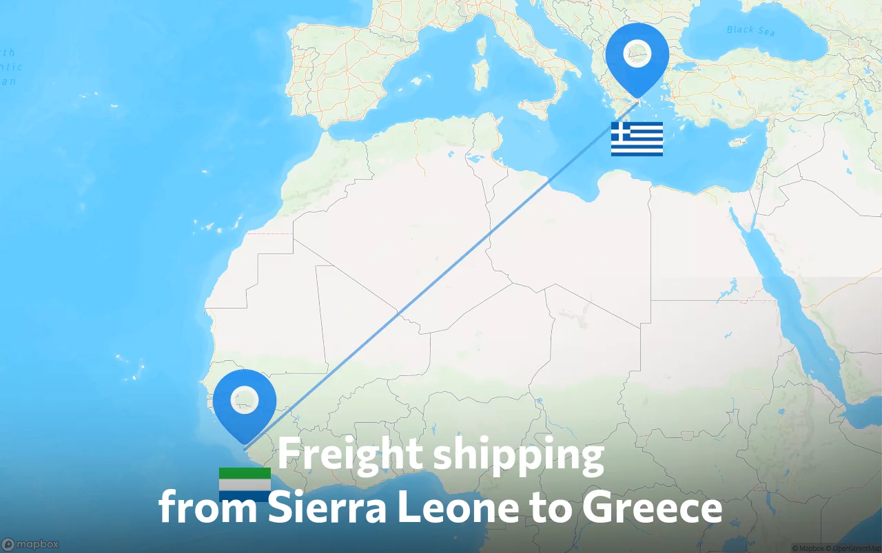 Shipping route from Sierra Leone to Greece
