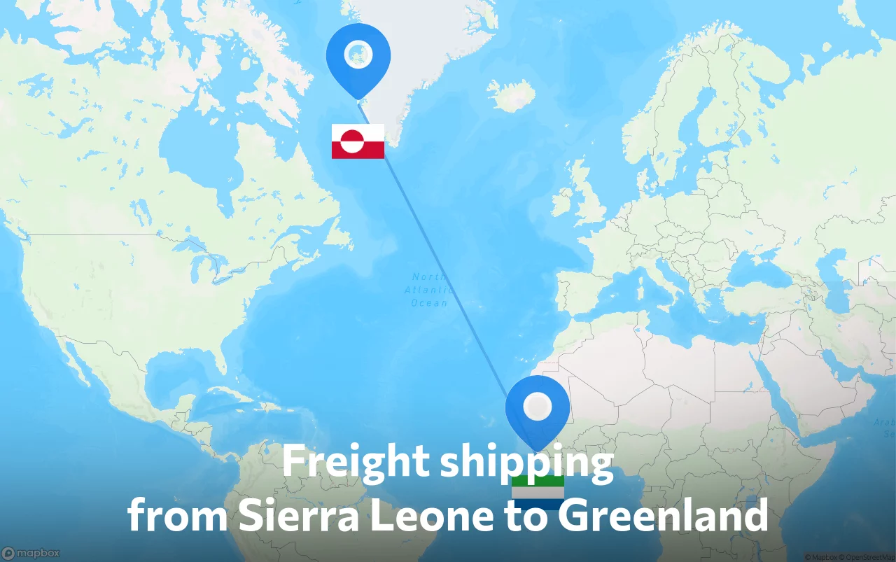 Shipping route from Sierra Leone to Greenland
