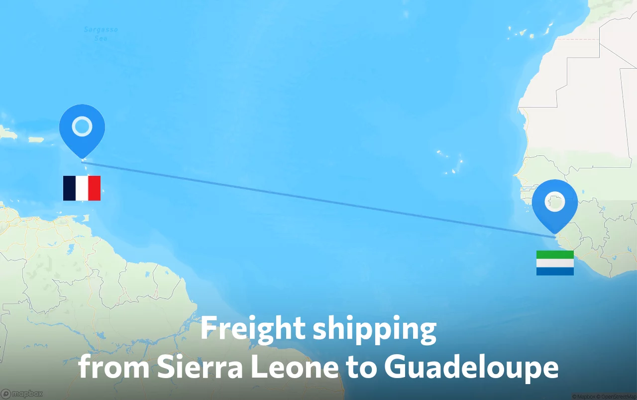 Shipping route from Sierra Leone to Guadeloupe