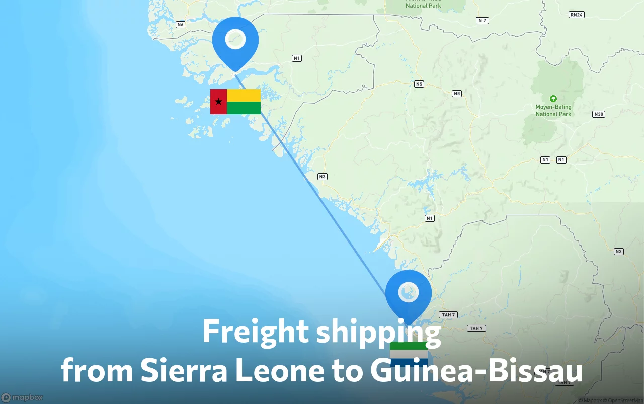 Shipping route from Sierra Leone to Guinea-Bissau