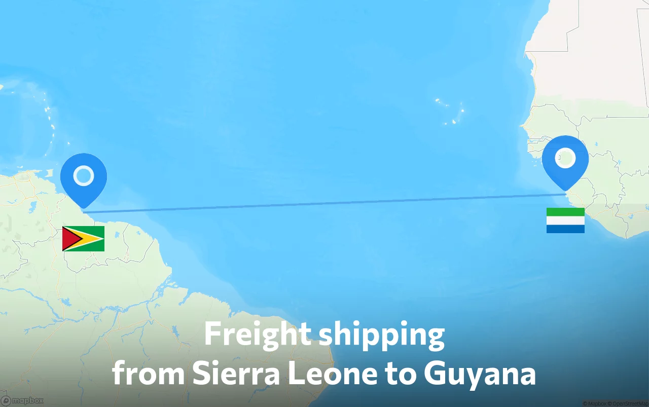 Shipping route from Sierra Leone to Guyana
