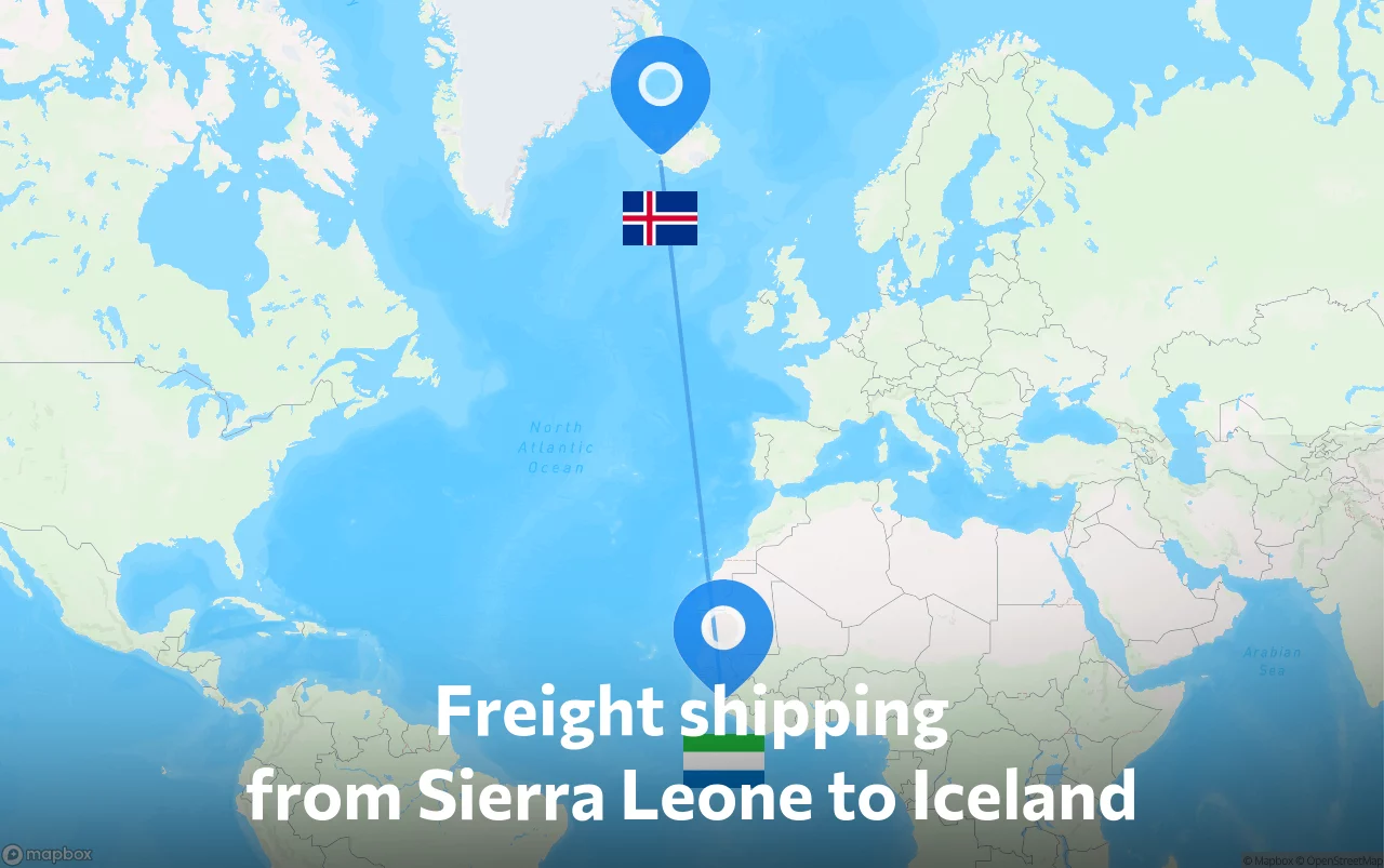Shipping route from Sierra Leone to Iceland