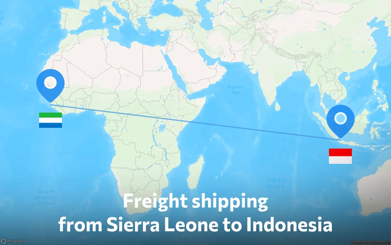 Shipping route from Sierra Leone to Indonesia