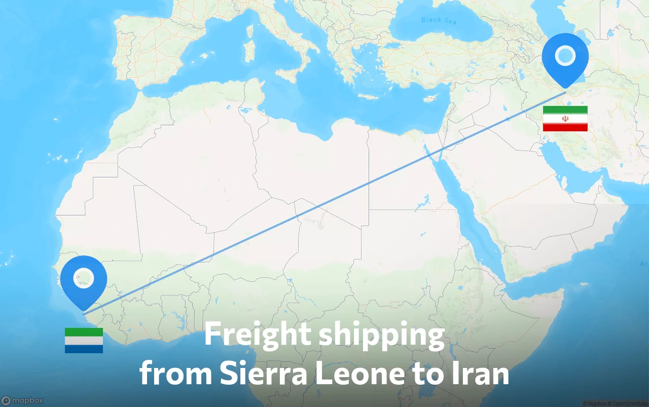 Shipping route from Sierra Leone to Iran