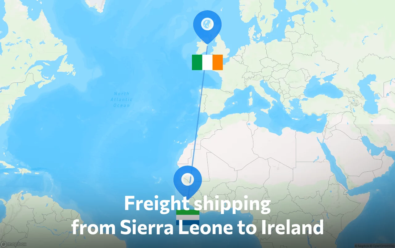 Shipping route from Sierra Leone to Ireland