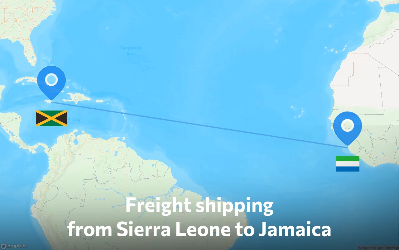 Shipping route from Sierra Leone to Jamaica