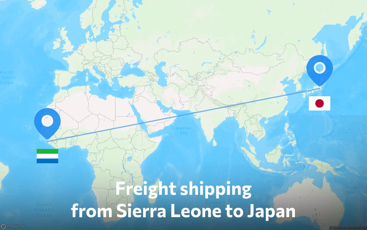 Shipping route from Sierra Leone to Japan