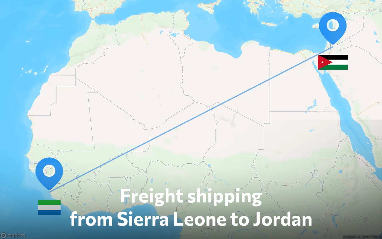 Shipping route from Sierra Leone to Jordan