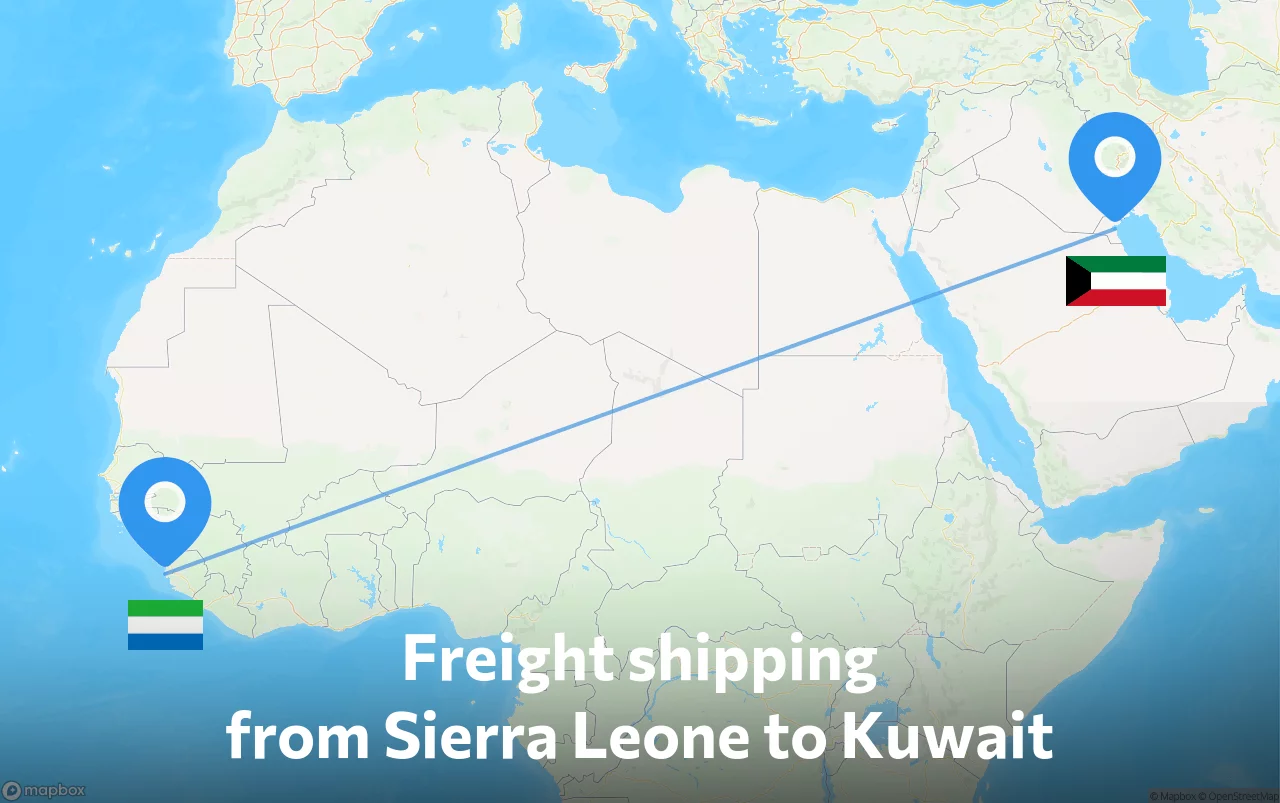 Shipping route from Sierra Leone to Kuwait