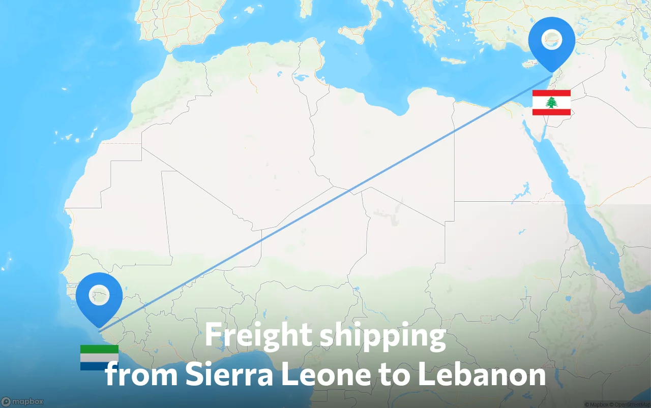 Shipping route from Sierra Leone to Lebanon