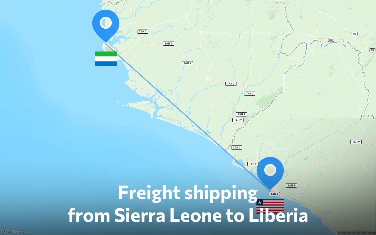Shipping route from Sierra Leone to Liberia