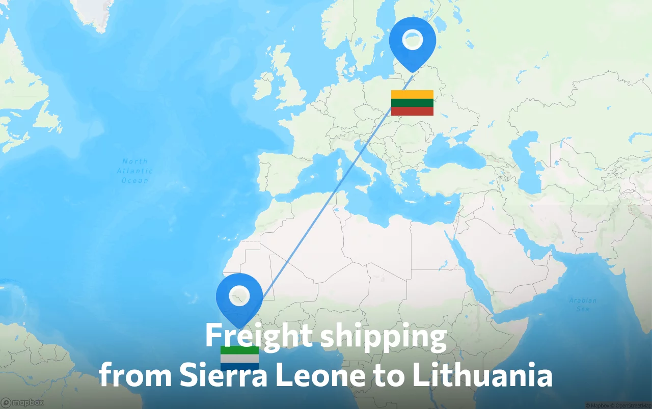Shipping route from Sierra Leone to Lithuania