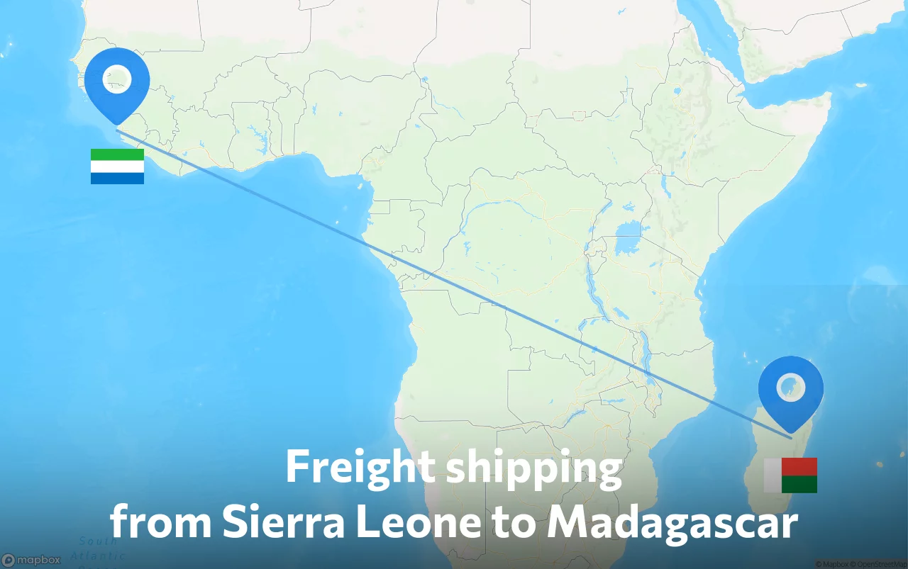 Shipping route from Sierra Leone to Madagascar