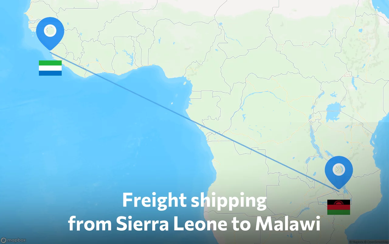 Shipping route from Sierra Leone to Malawi