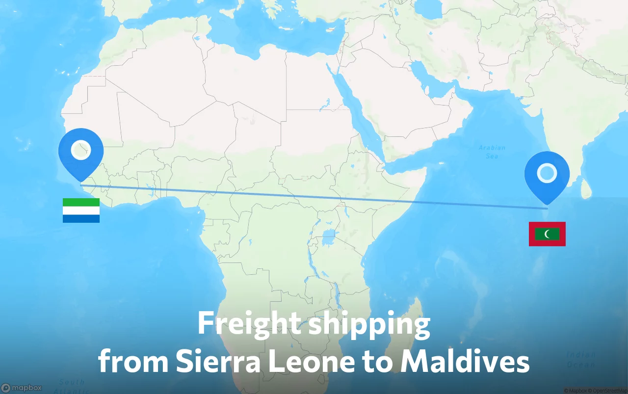 Shipping route from Sierra Leone to Maldives
