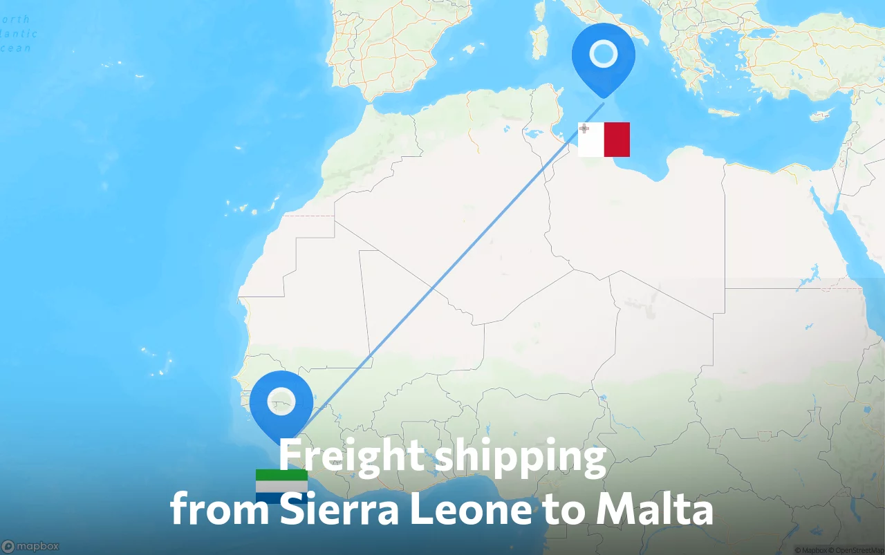 Shipping route from Sierra Leone to Malta