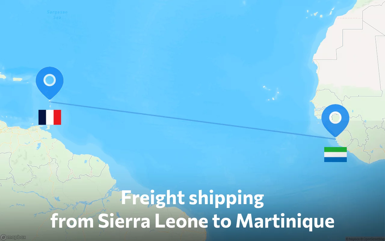Shipping route from Sierra Leone to Martinique