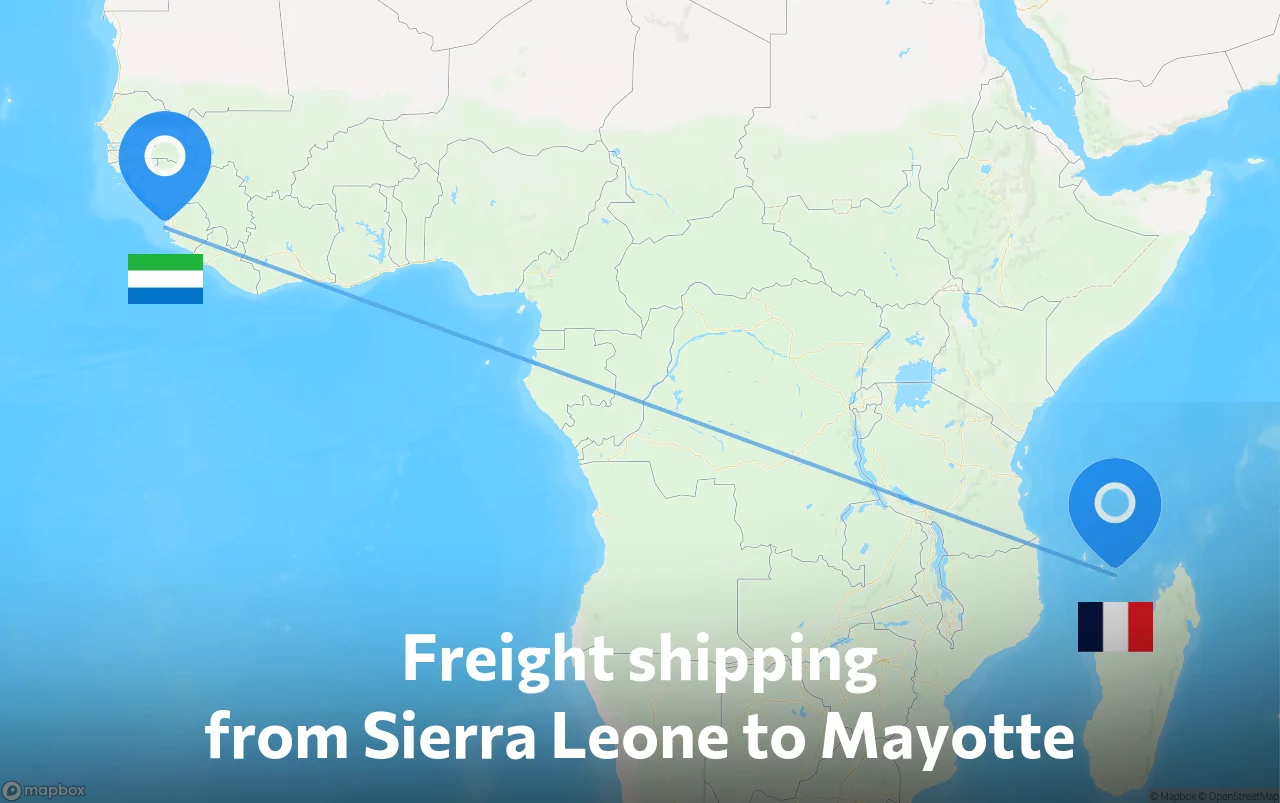 Shipping route from Sierra Leone to Mayotte