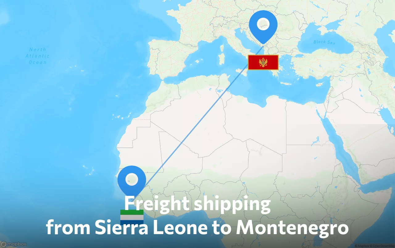 Shipping route from Sierra Leone to Montenegro