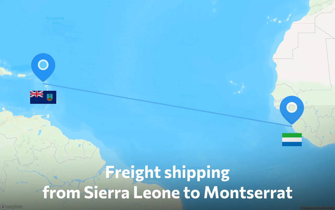 Shipping route from Sierra Leone to Montserrat