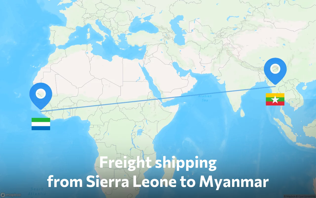 Shipping route from Sierra Leone to Myanmar