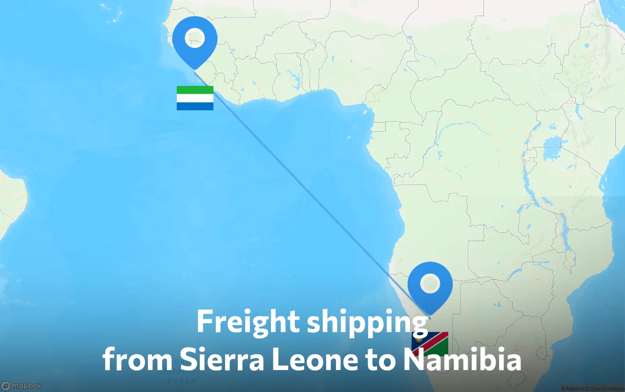 Shipping route from Sierra Leone to Namibia