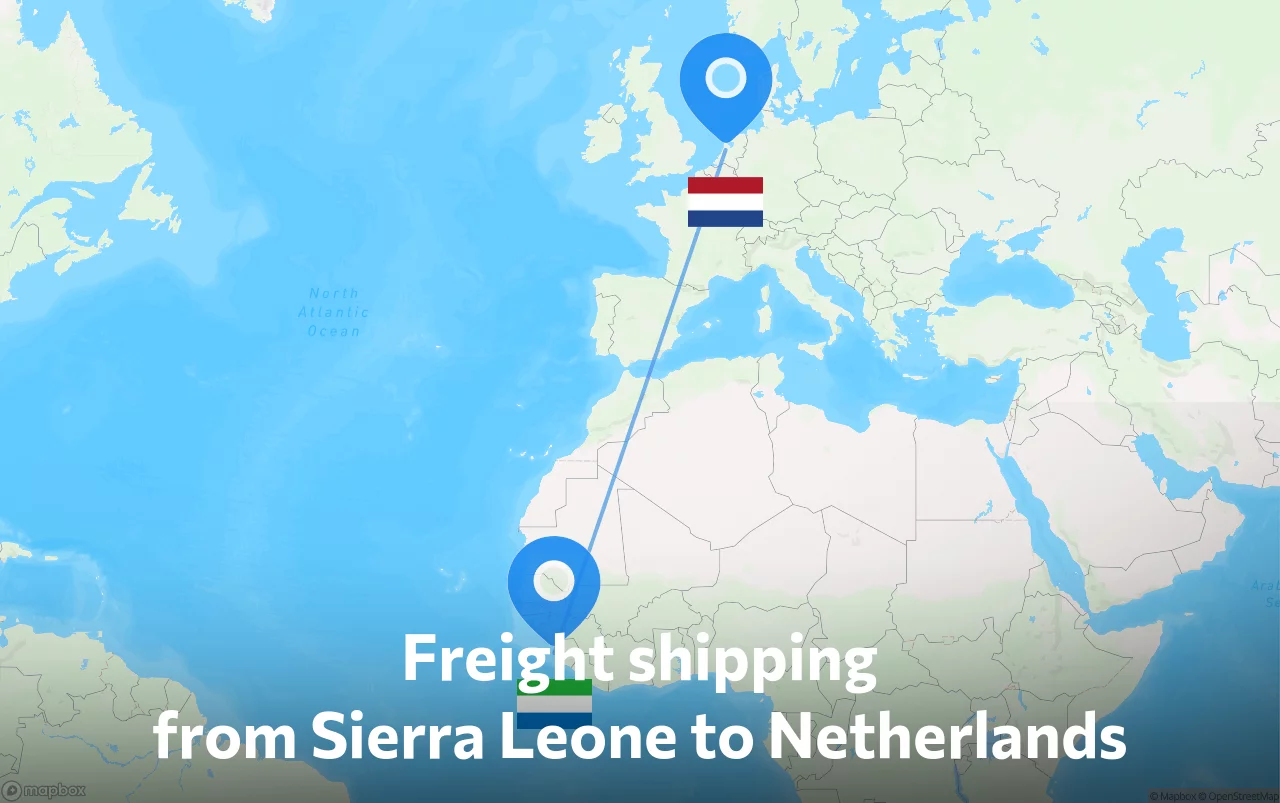 Shipping route from Sierra Leone to Netherlands