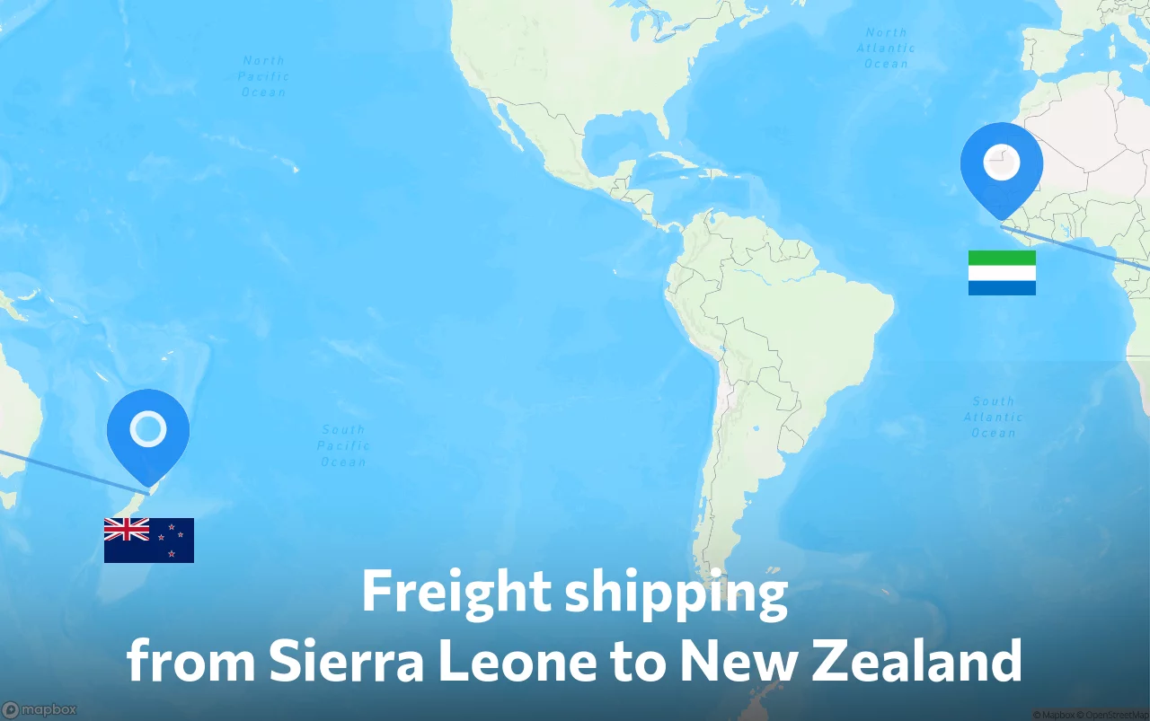 Shipping route from Sierra Leone to New Zealand