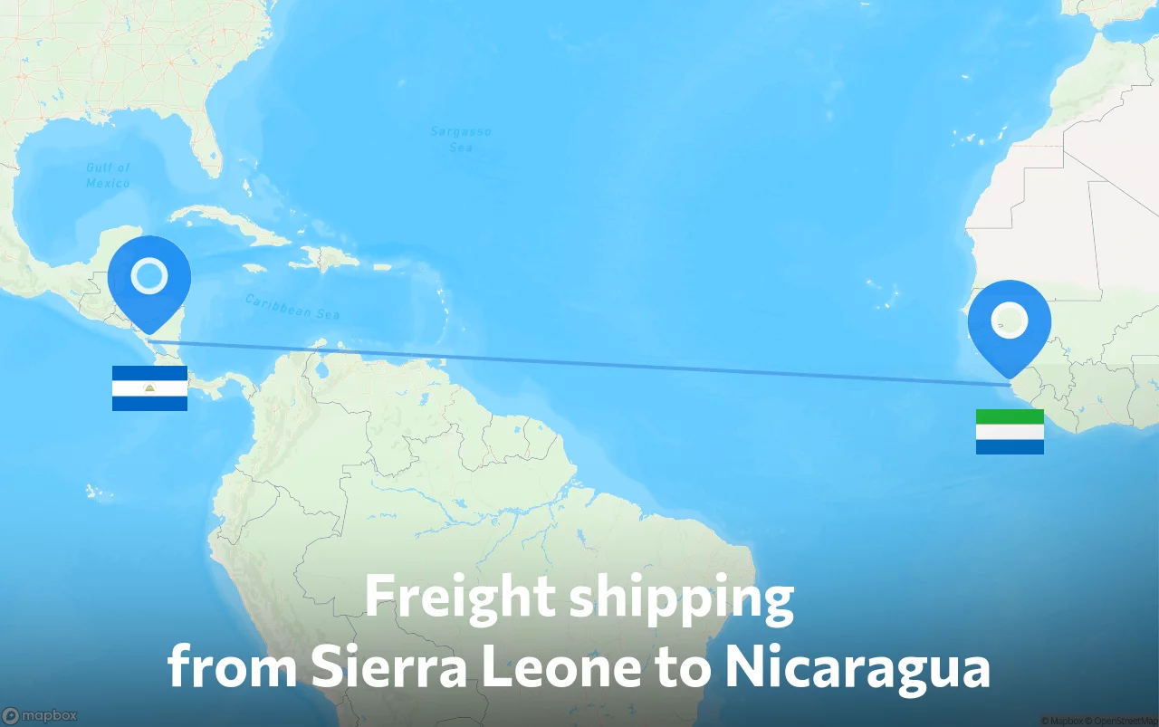 Shipping route from Sierra Leone to Nicaragua