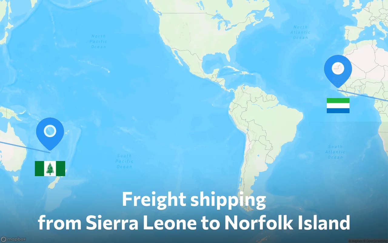 Shipping route from Sierra Leone to Norfolk Island
