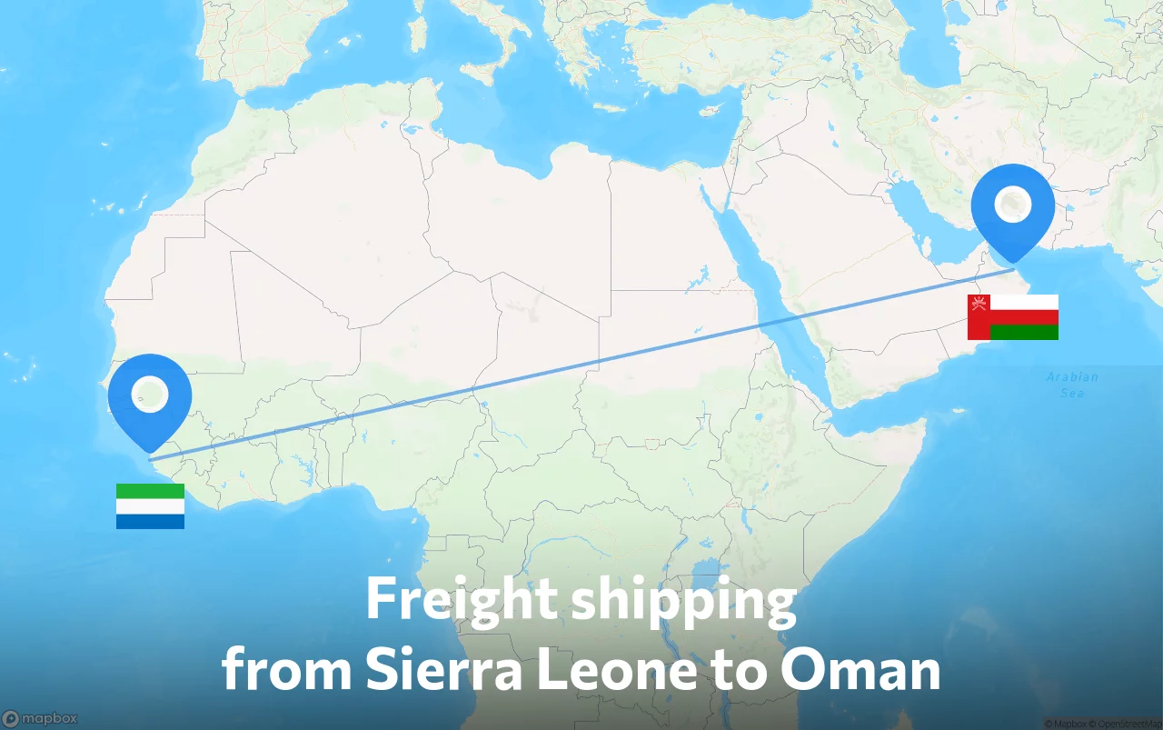 Shipping route from Sierra Leone to Oman