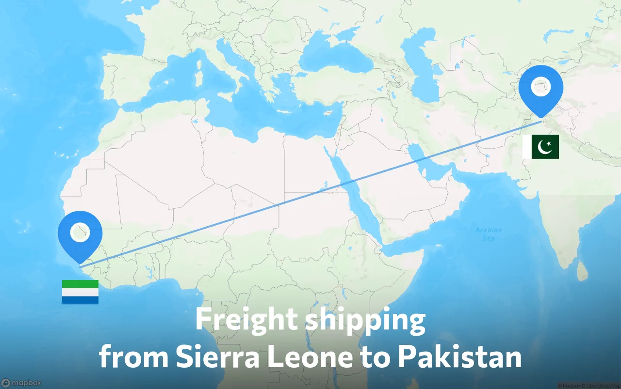 Shipping route from Sierra Leone to Pakistan