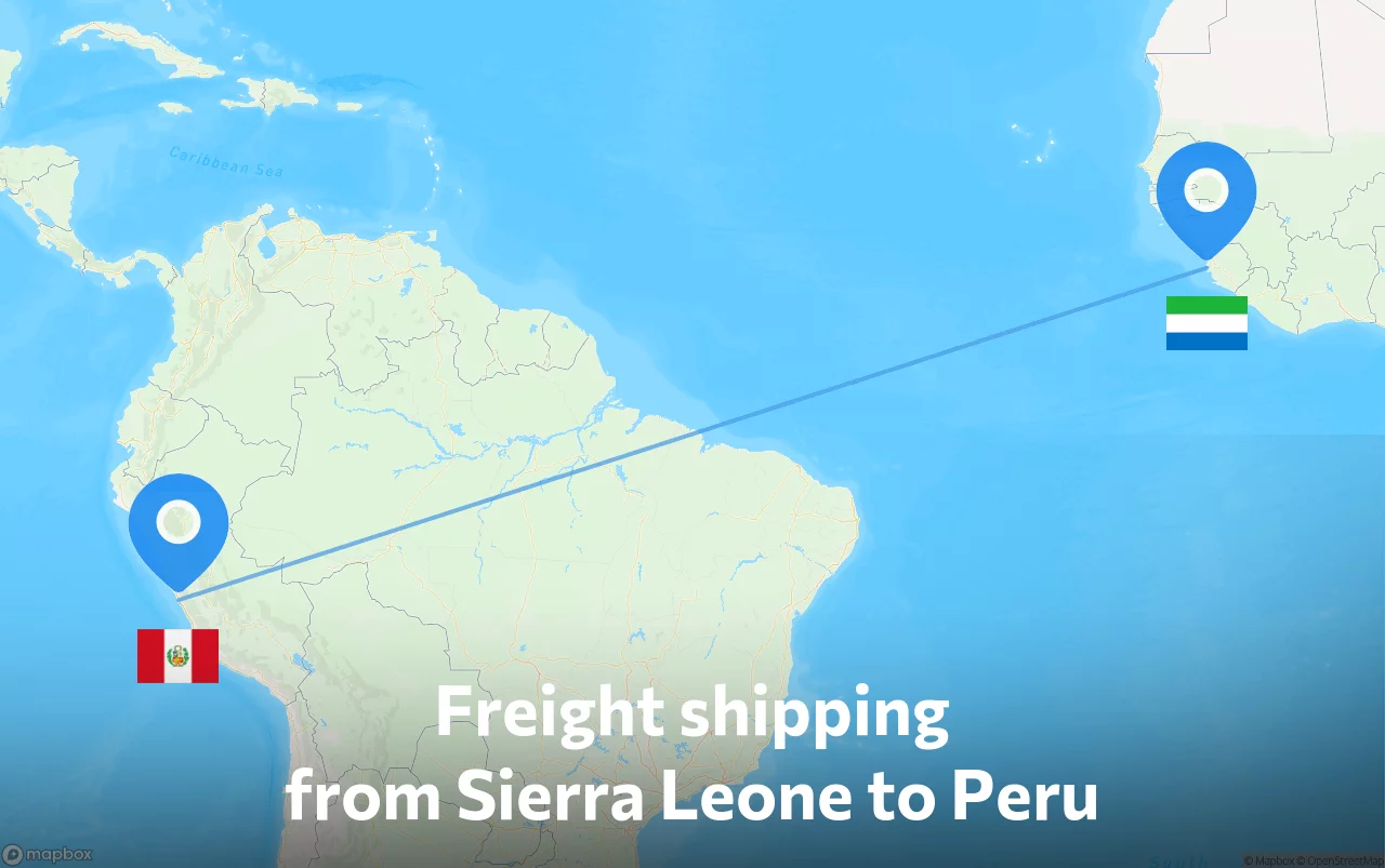 Shipping route from Sierra Leone to Peru