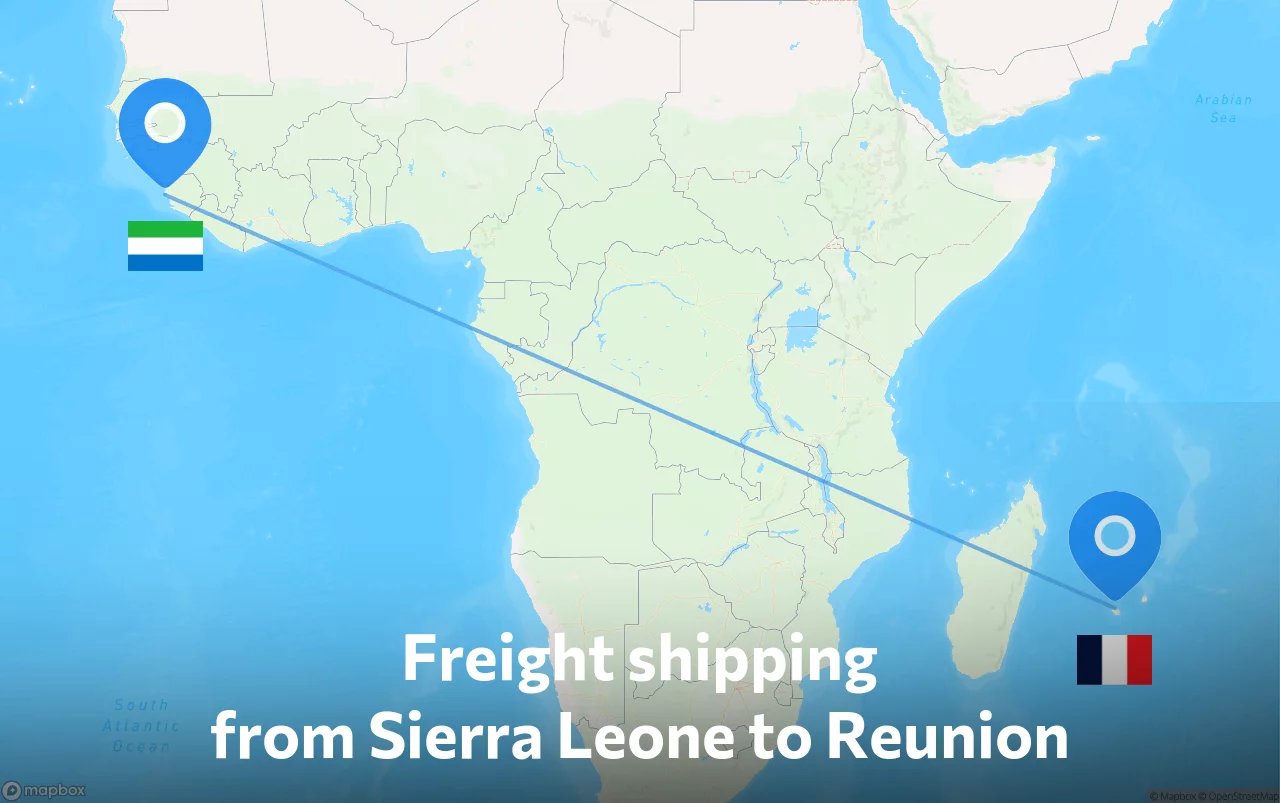 Shipping route from Sierra Leone to Reunion