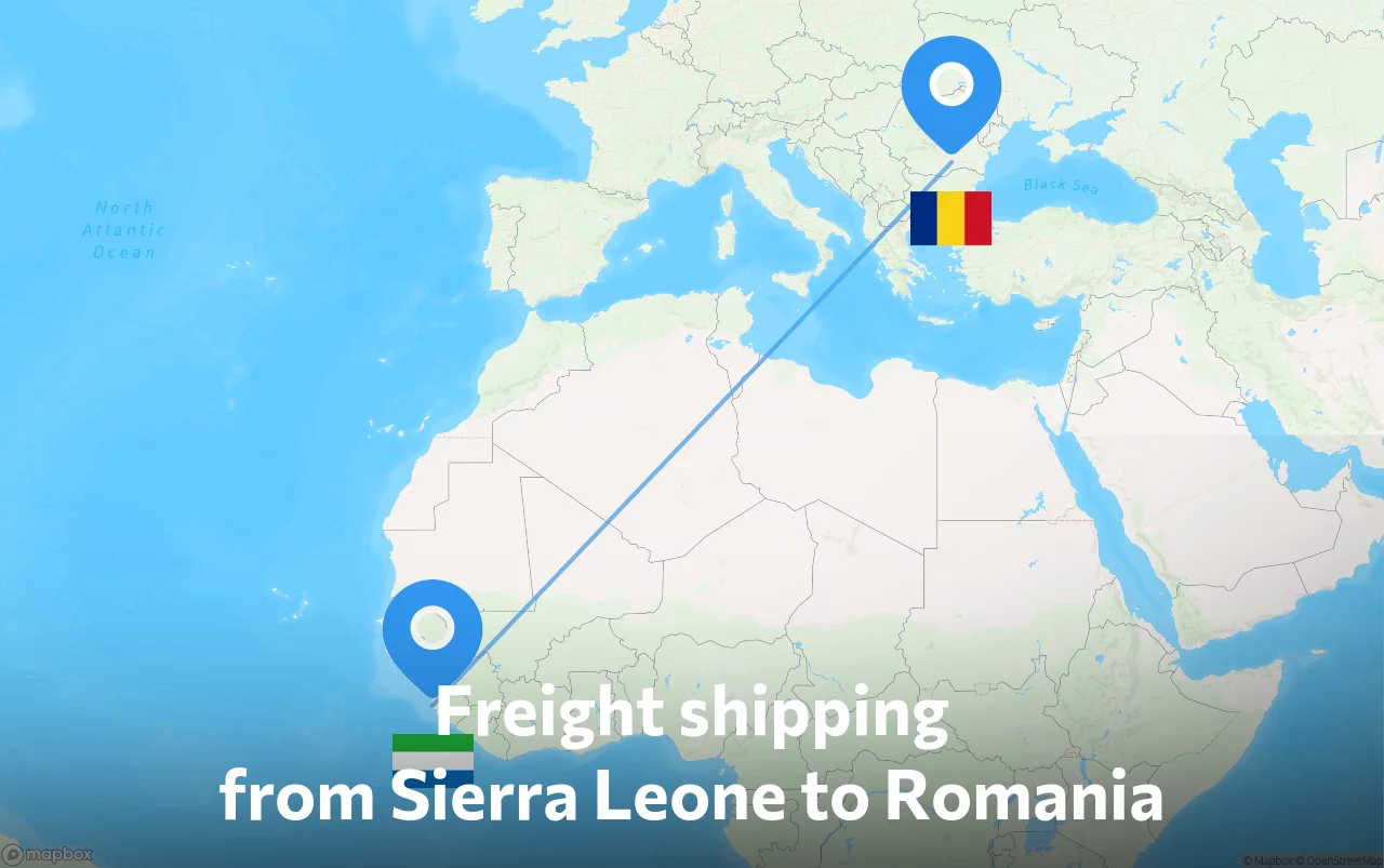 Shipping route from Sierra Leone to Romania