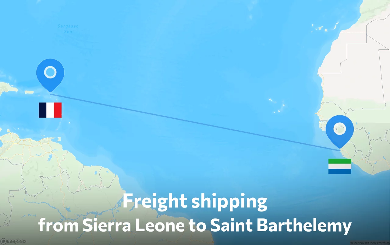 Shipping route from Sierra Leone to Saint Barthelemy