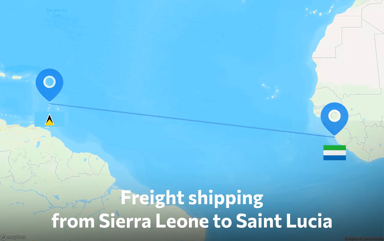 Shipping route from Sierra Leone to Saint Lucia