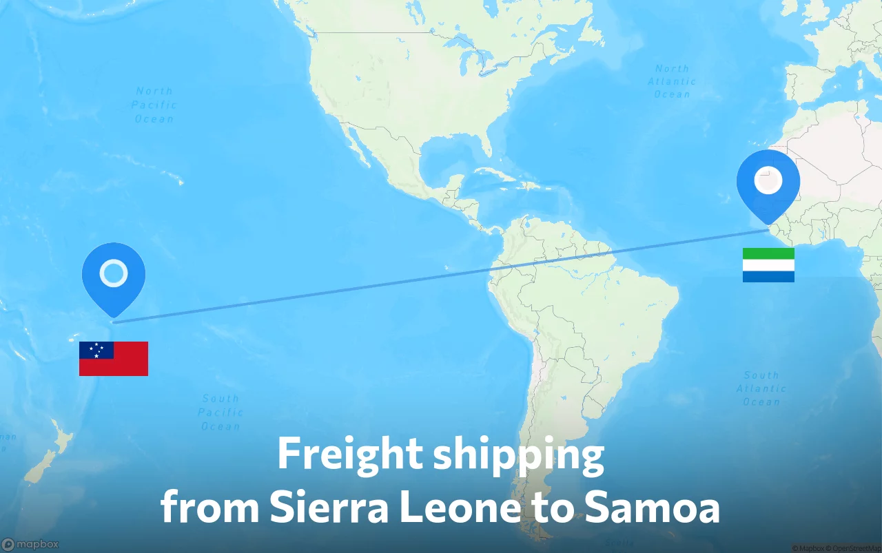 Shipping route from Sierra Leone to Samoa