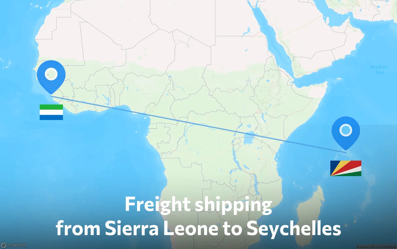 Shipping route from Sierra Leone to Seychelles