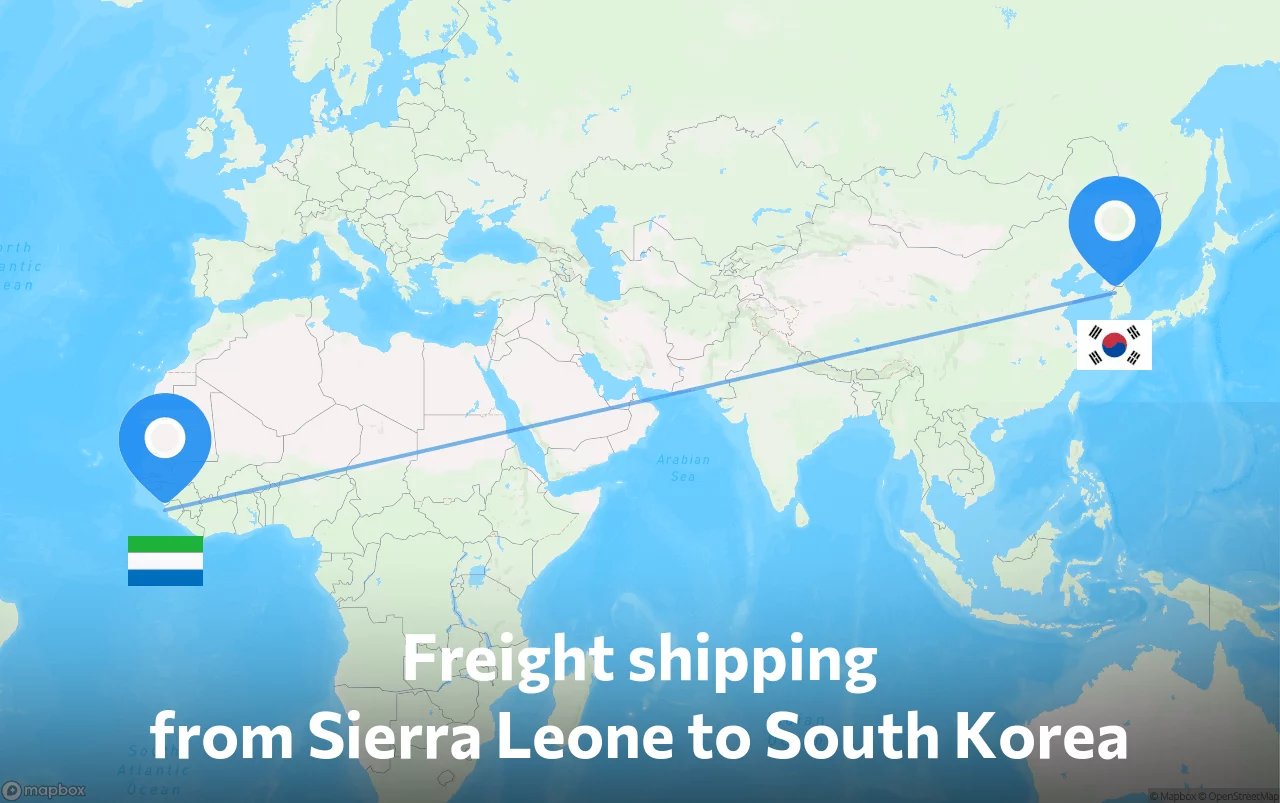 Shipping route from Sierra Leone to South Korea