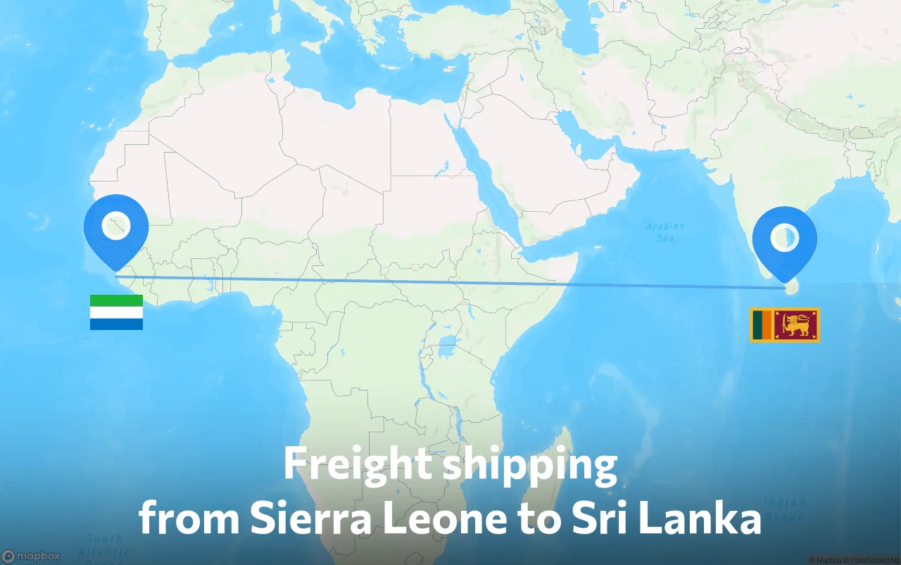 Shipping route from Sierra Leone to Sri Lanka