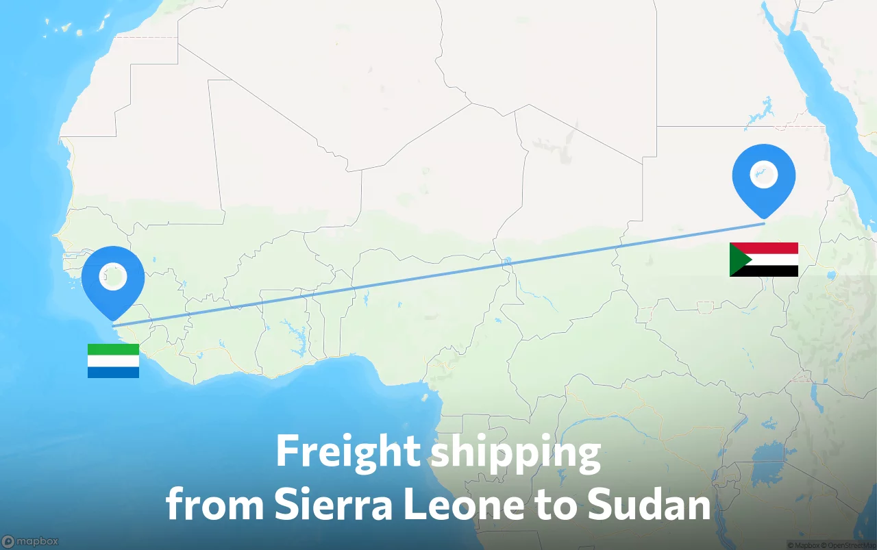 Shipping route from Sierra Leone to Sudan