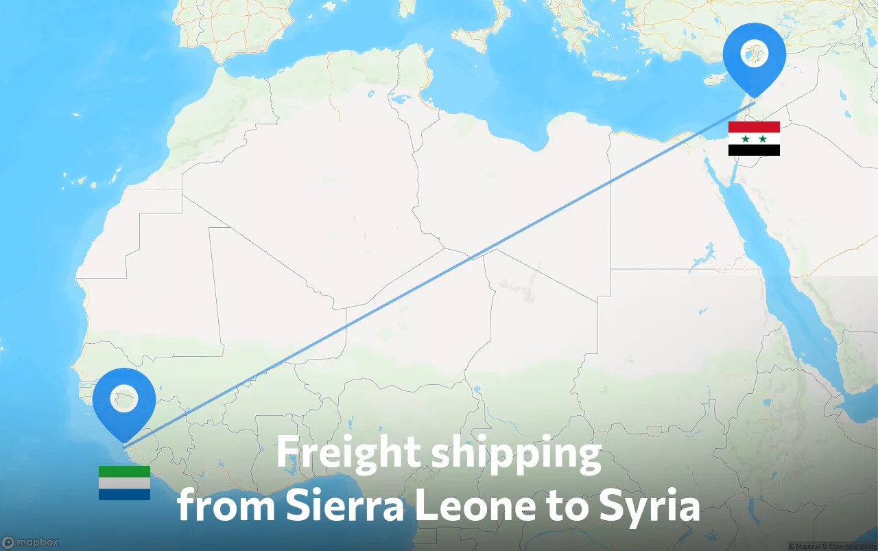 Shipping route from Sierra Leone to Syria
