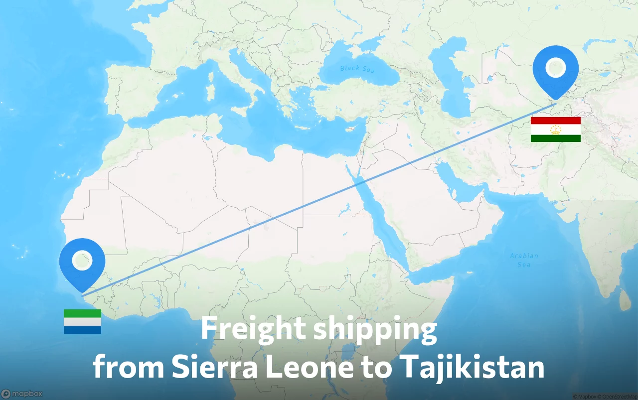 Shipping route from Sierra Leone to Tajikistan