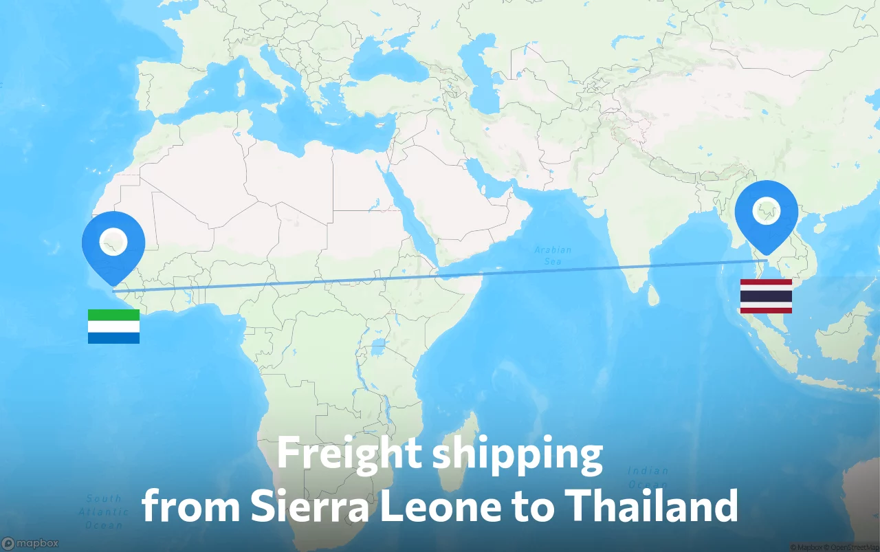 Shipping route from Sierra Leone to Thailand