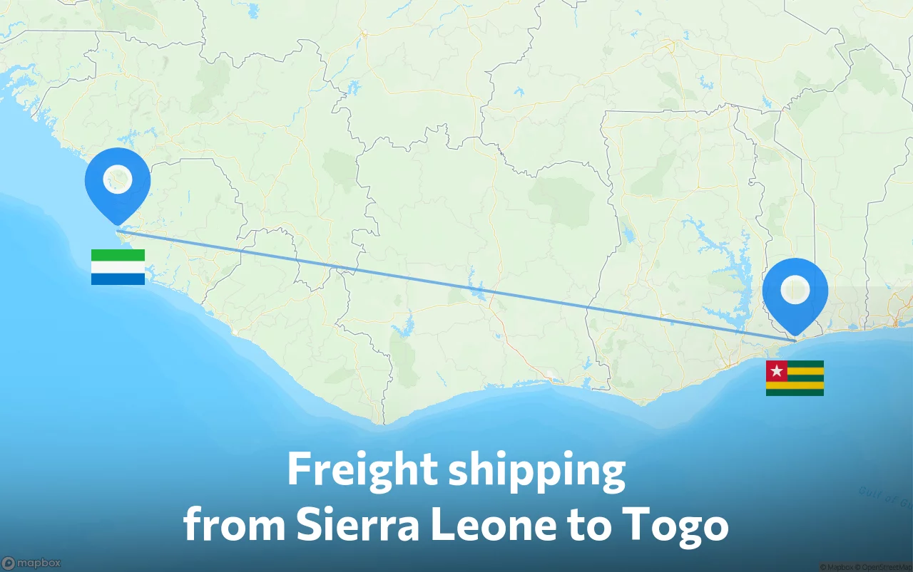 Shipping route from Sierra Leone to Togo