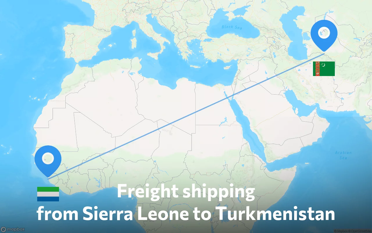Shipping route from Sierra Leone to Turkmenistan