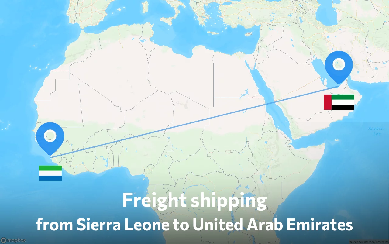 Shipping route from Sierra Leone to United Arab Emirates