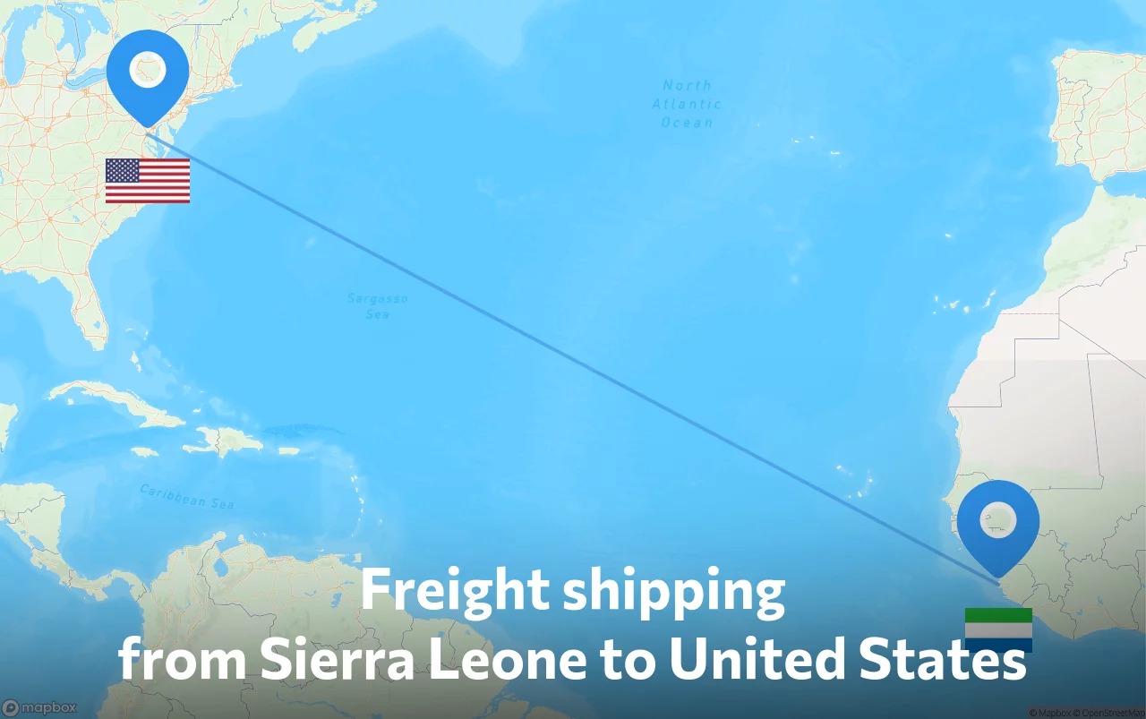 Shipping route from Sierra Leone to United States