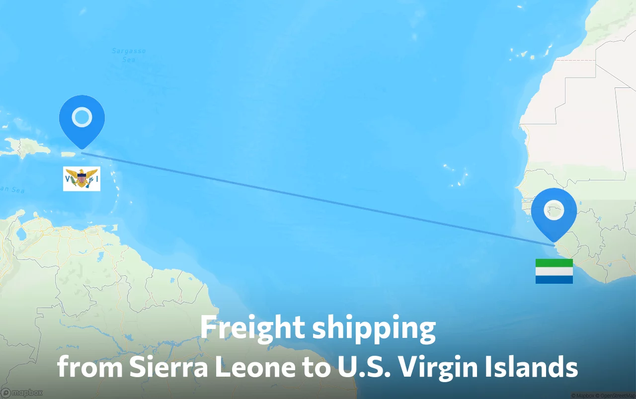 Shipping route from Sierra Leone to U.S. Virgin Islands